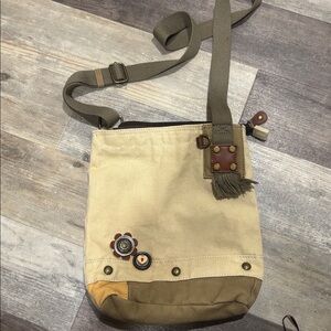 Chala Canvas Patch crossbody bag brown and tan